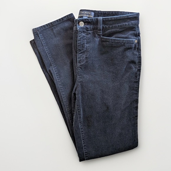 Talbots Navy Blue Corduroy Pants Simply Flattering Slimming Straight Sz 8 - Picture 1 of 16